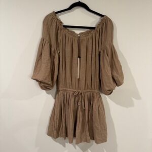 Mustard Seed Brown Off-Shoulder Mini Dress